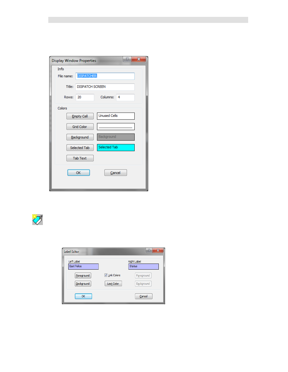 Renaming a screen (display window), Adding labels to the display window | CTI Products MCN Server 8000 User Manual | Page 100 / 232