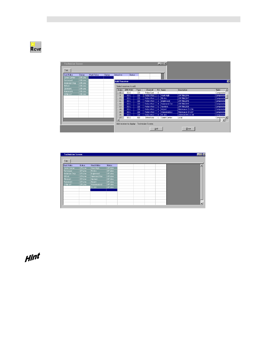 Automatic linking to receiver window, Verifying receiver placement | CTI Products MCN Server 8000 User Manual | Page 103 / 232