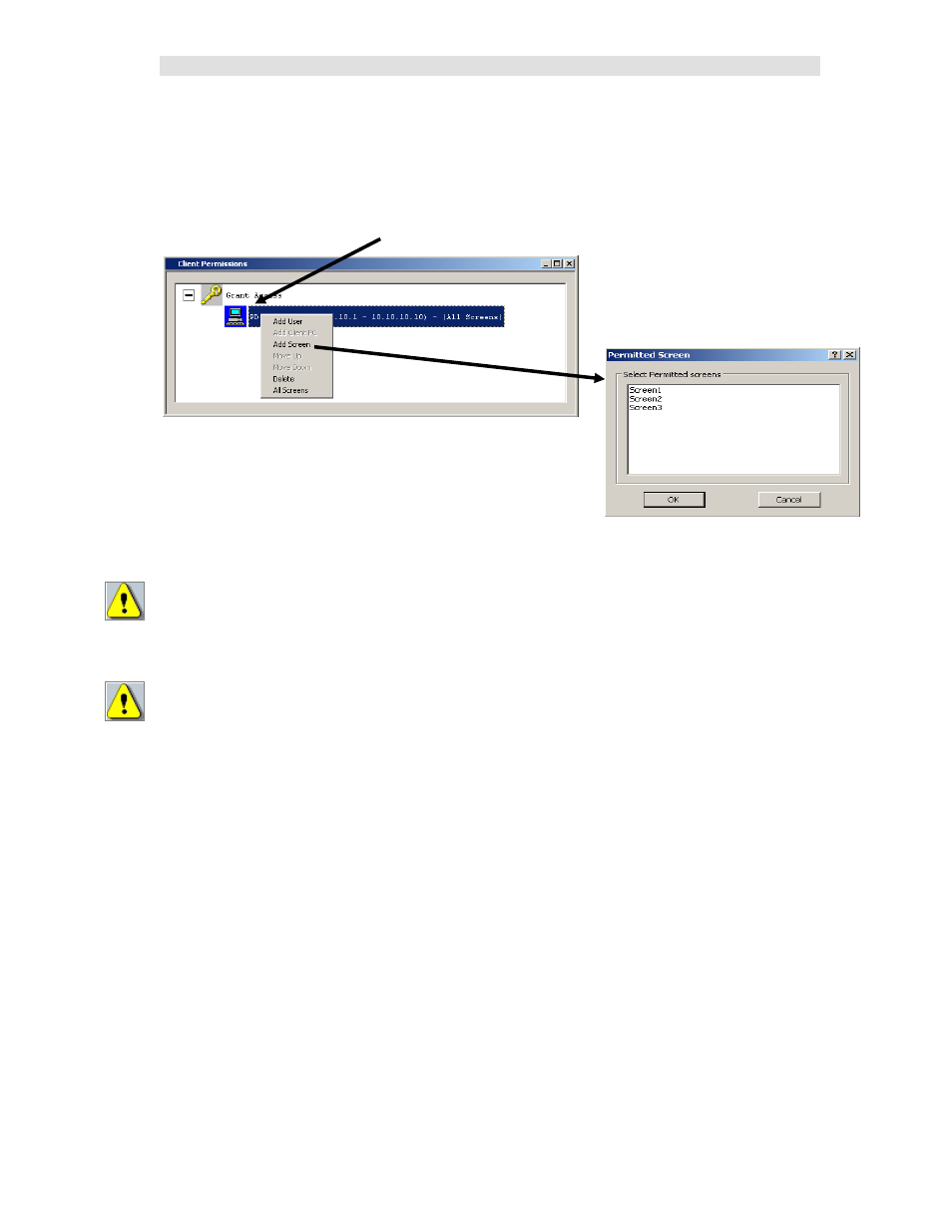 Add screen, Windows user names note, Network and system security note | CTI Products MCN Server 8000 User Manual | Page 124 / 232