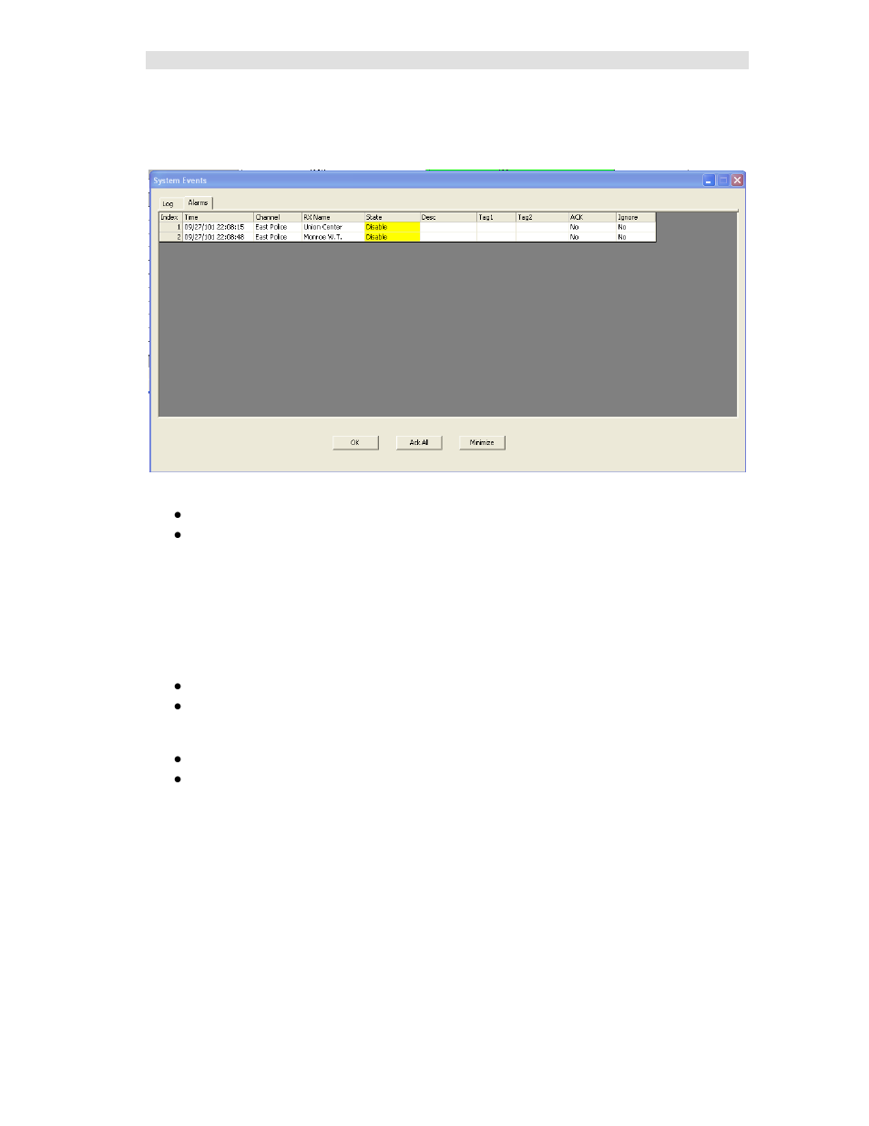 Alarm display – log window / alarms tab, E 133 | CTI Products MCN Server 8000 User Manual | Page 133 / 232