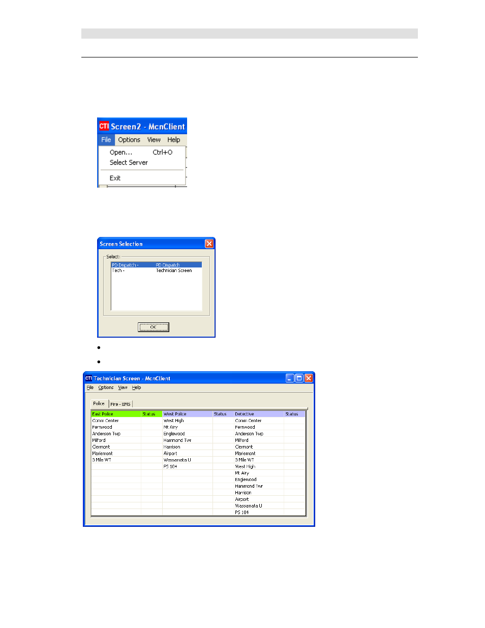 File menu, Open | CTI Products MCN Server 8000 User Manual | Page 145 / 232
