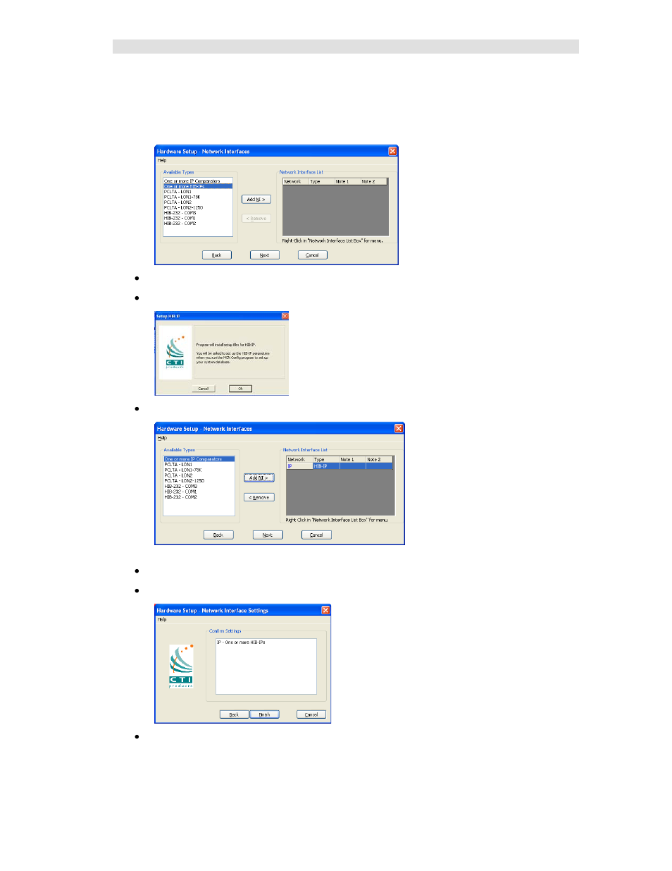 Hw setup – hib-ip legacy network interface, E 30, E hw setup – hib-ip legacy network interface | CTI Products MCN Server 8000 User Manual | Page 30 / 232