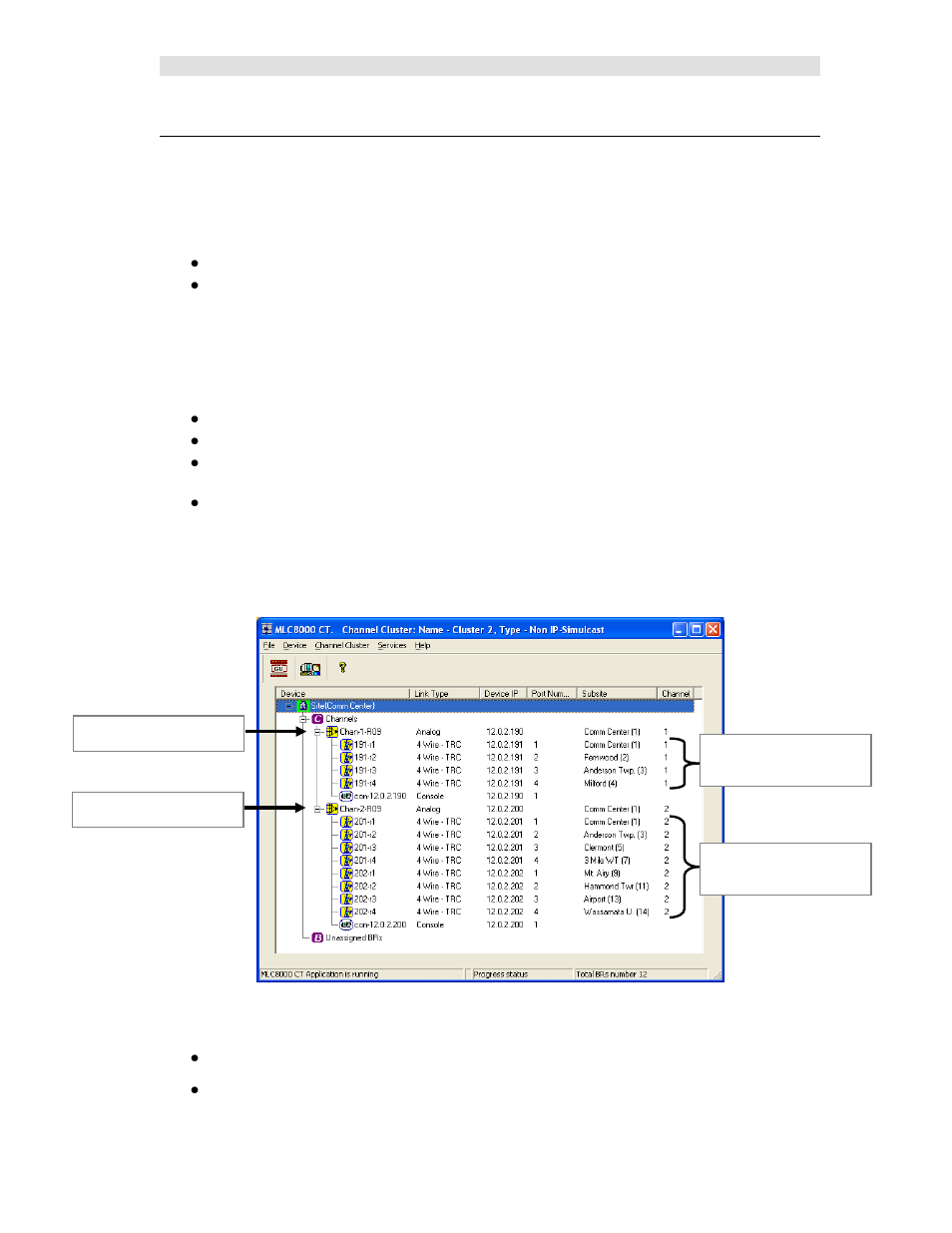 Mlc 8000 analog comparator interfacing, Mlc 8000 channel cluster tree, Nalog | Omparator, Nterfacing | CTI Products MCN Server 8000 User Manual | Page 44 / 232