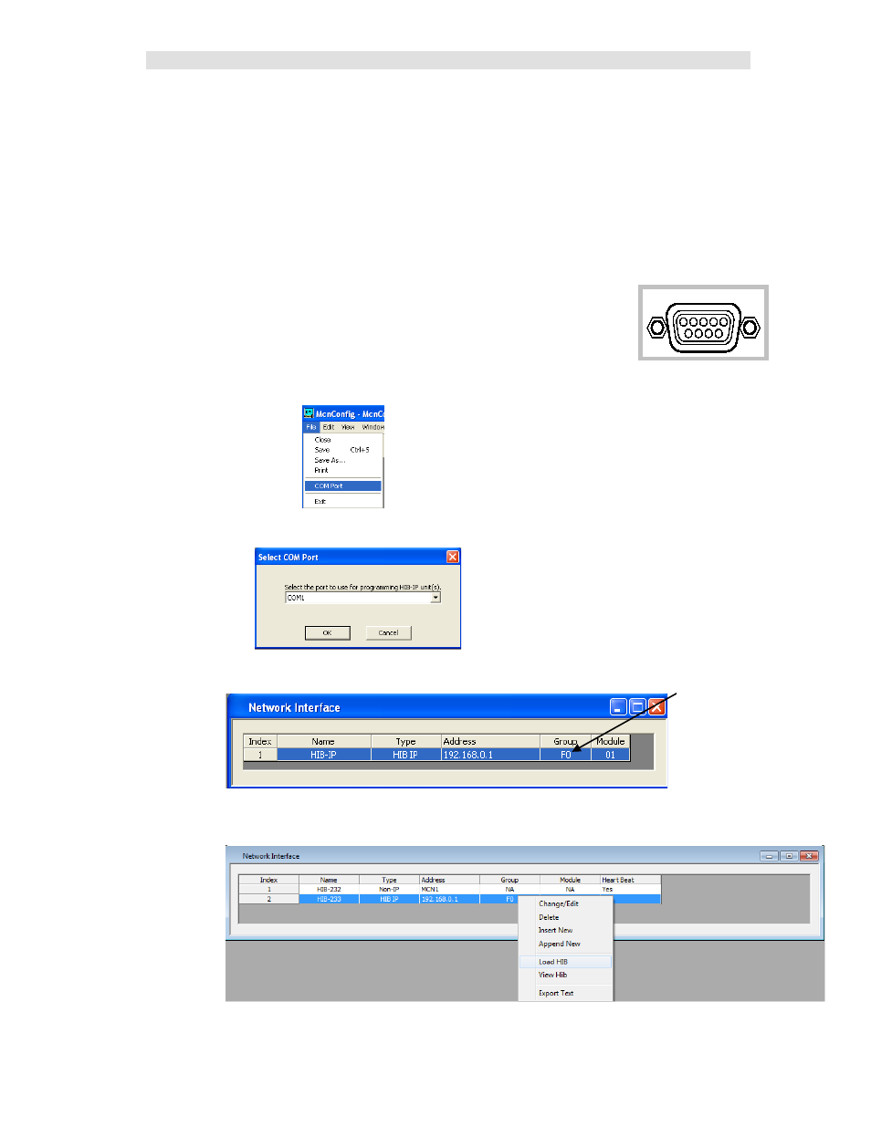 Programming hib-ip and hib-ip 8000 units, Programming hib-ip and hib-ip 8000 units on, Mcnconfig program: network interface window | CTI Products MCN Server 8000 User Manual | Page 86 / 232