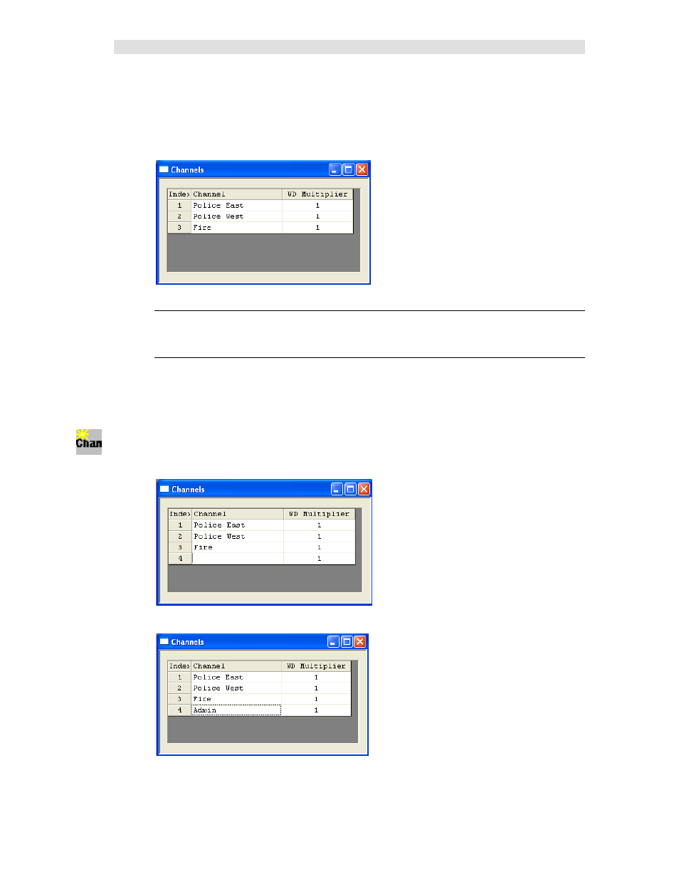 Channel, Wd multiplier, Adding a channel | CTI Products MCN Server 8000 User Manual | Page 92 / 232