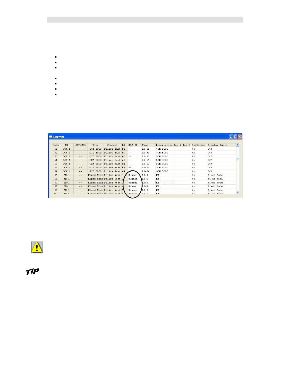 Adding receiver data - receivers resource window, Fast navigation in receiver window, Adding receiver data - receivers resource window s | CTI Products MCN Server 8000 User Manual | Page 94 / 232