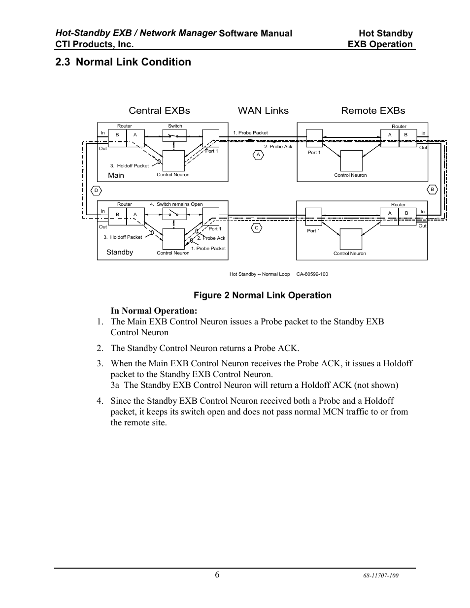 3 normal link condition, Central exbs remote exbs, Wan links | CTI Products EXB Network Manager User Manual | Page 10 / 48