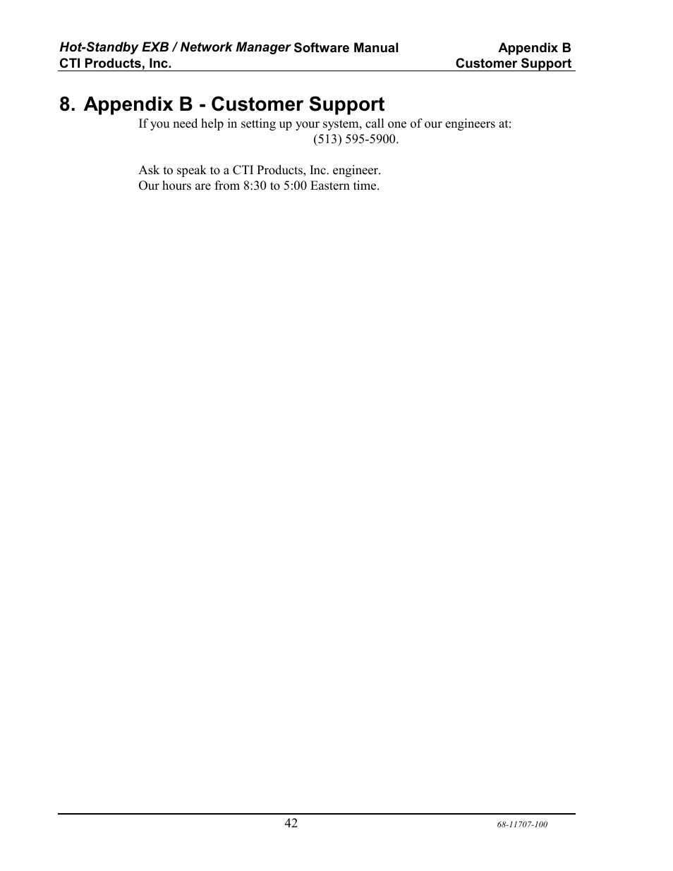Appendix b - customer support | CTI Products EXB Network Manager User Manual | Page 46 / 48