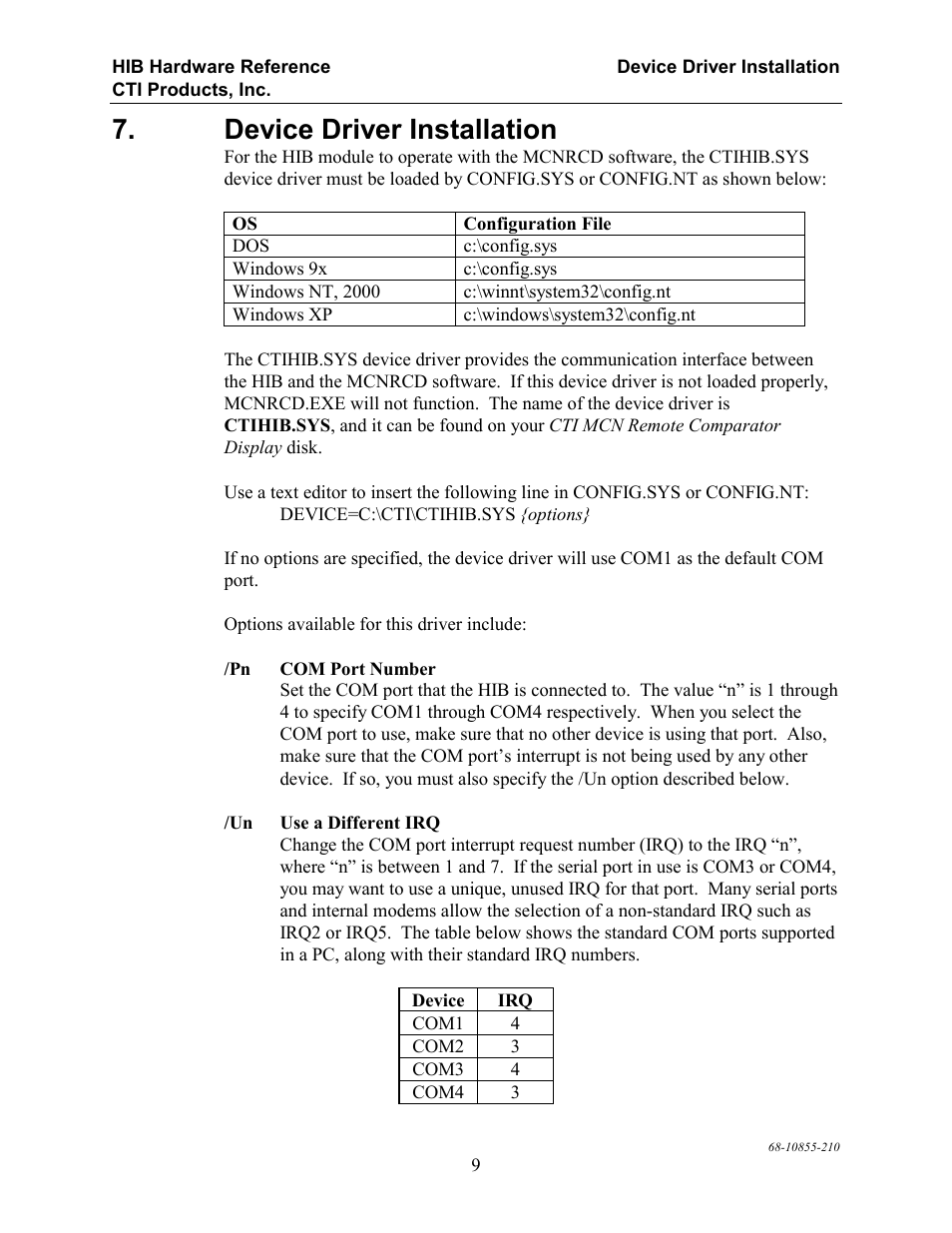 Device driver installation | CTI Products HIB-232 Serial Interface User Manual | Page 13 / 19