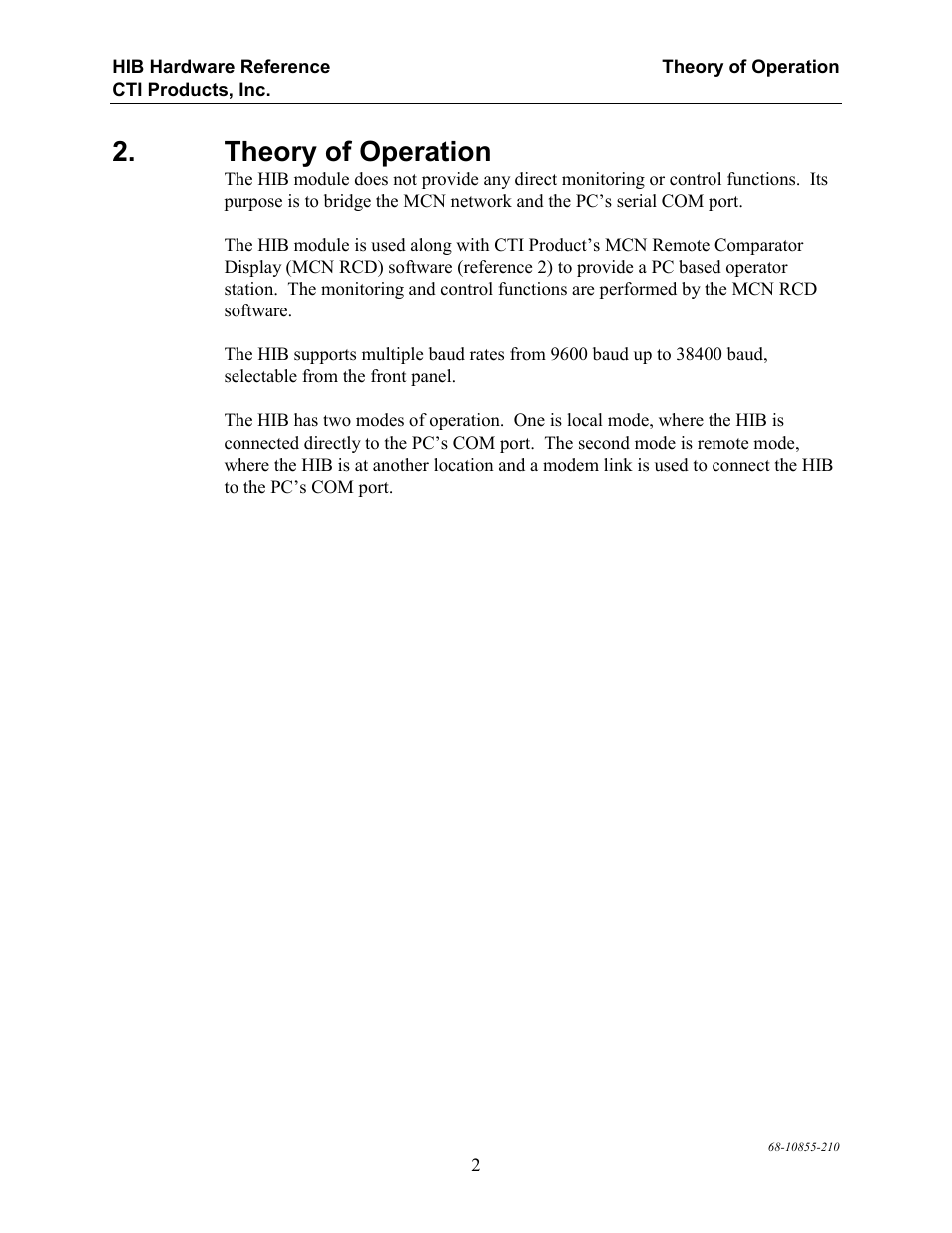 Theory of operation | CTI Products HIB-232 Serial Interface User Manual | Page 6 / 19