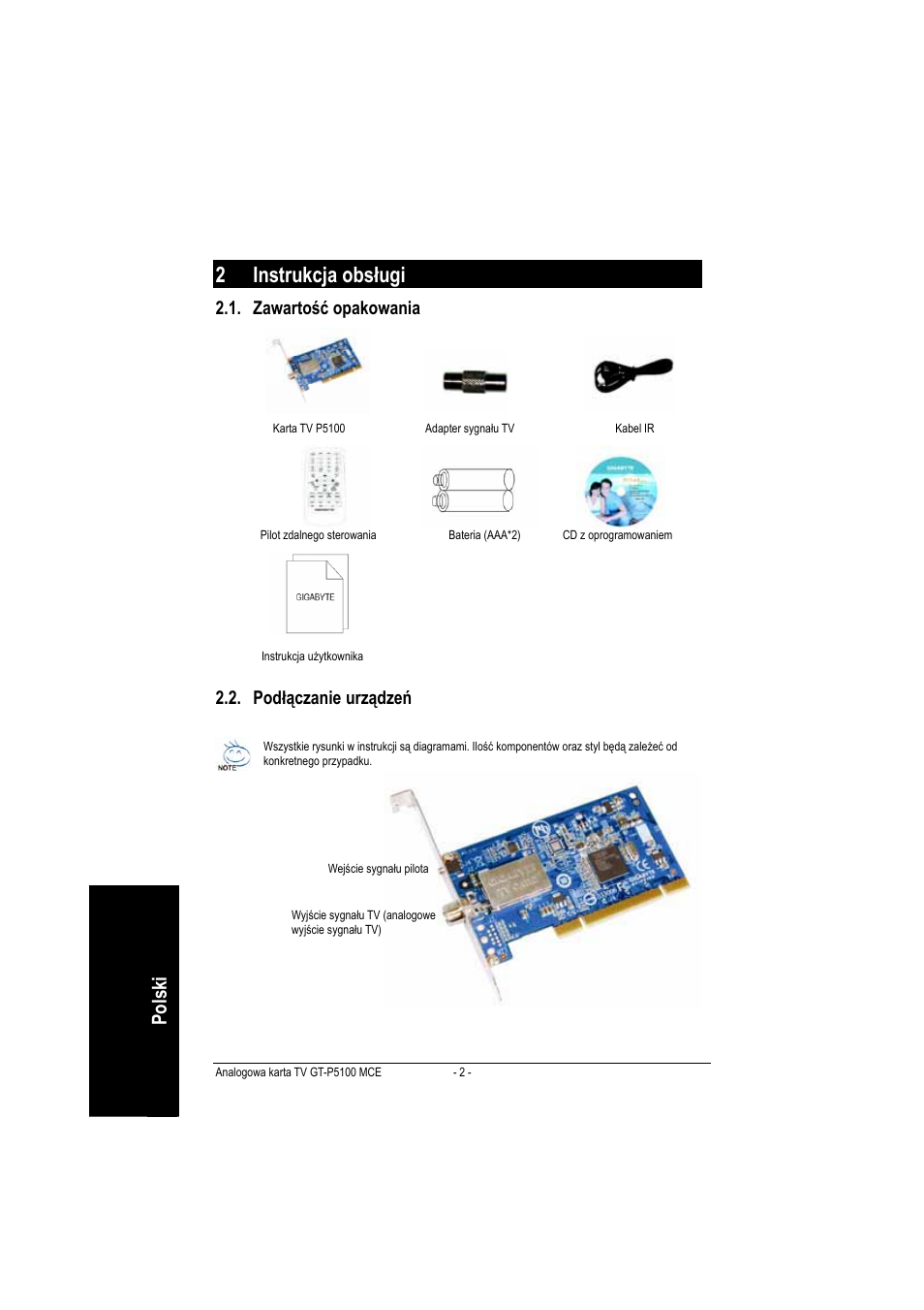 2 instrukcja obsługi, Polsk i, Zawartość opakowania | Podłączanie urządzeń | GIGABYTE GT-P5100 User Manual | Page 24 / 37