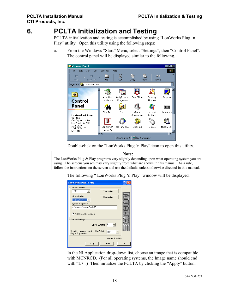 Pclta initialization and testing | CTI Products PCLTA PCI Interface User Manual | Page 22 / 33