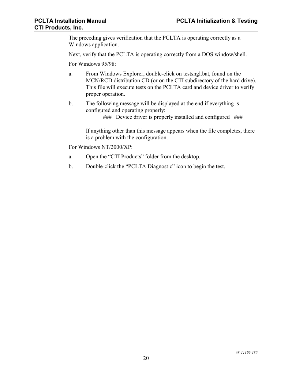 CTI Products PCLTA PCI Interface User Manual | Page 24 / 33