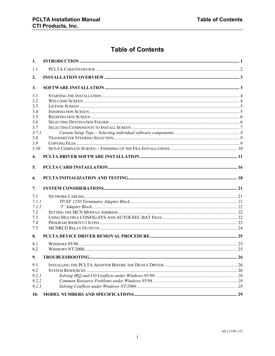 CTI Products PCLTA PCI Interface User Manual | Page 3 / 33