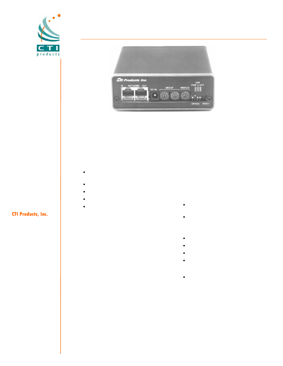 CTI Products CIB Comparator Interface User Manual | 2 pages