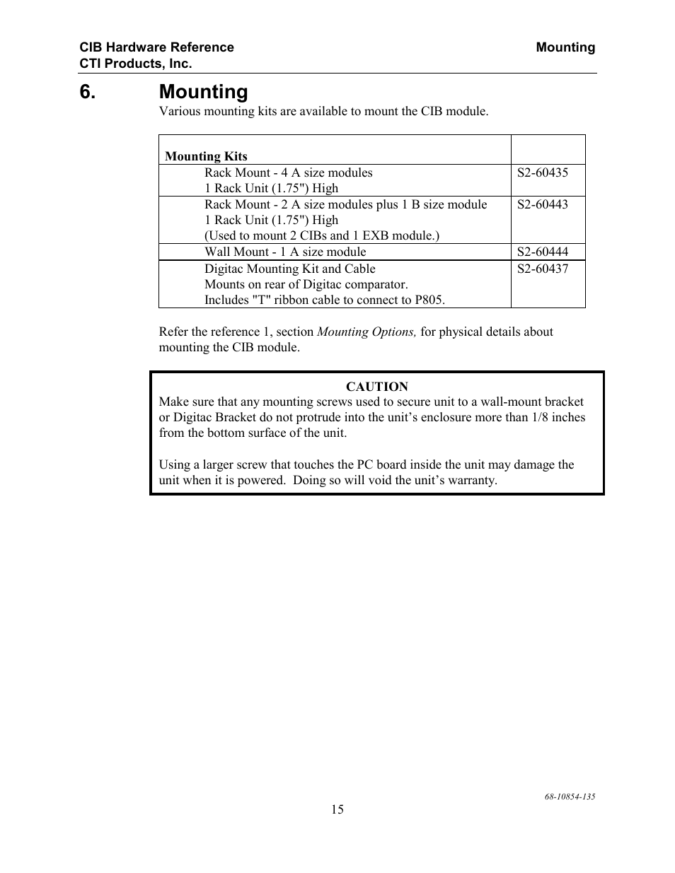 Mounting | CTI Products CIB Comparator Interface User Manual | Page 21 / 40
