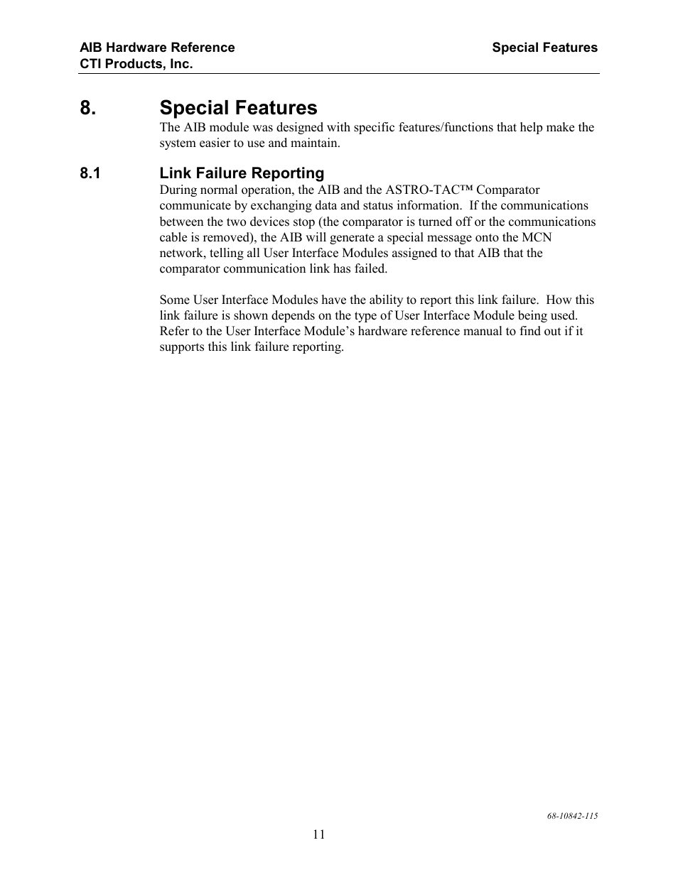 Special features | CTI Products AIB AstroTAC Interface User Manual | Page 16 / 19