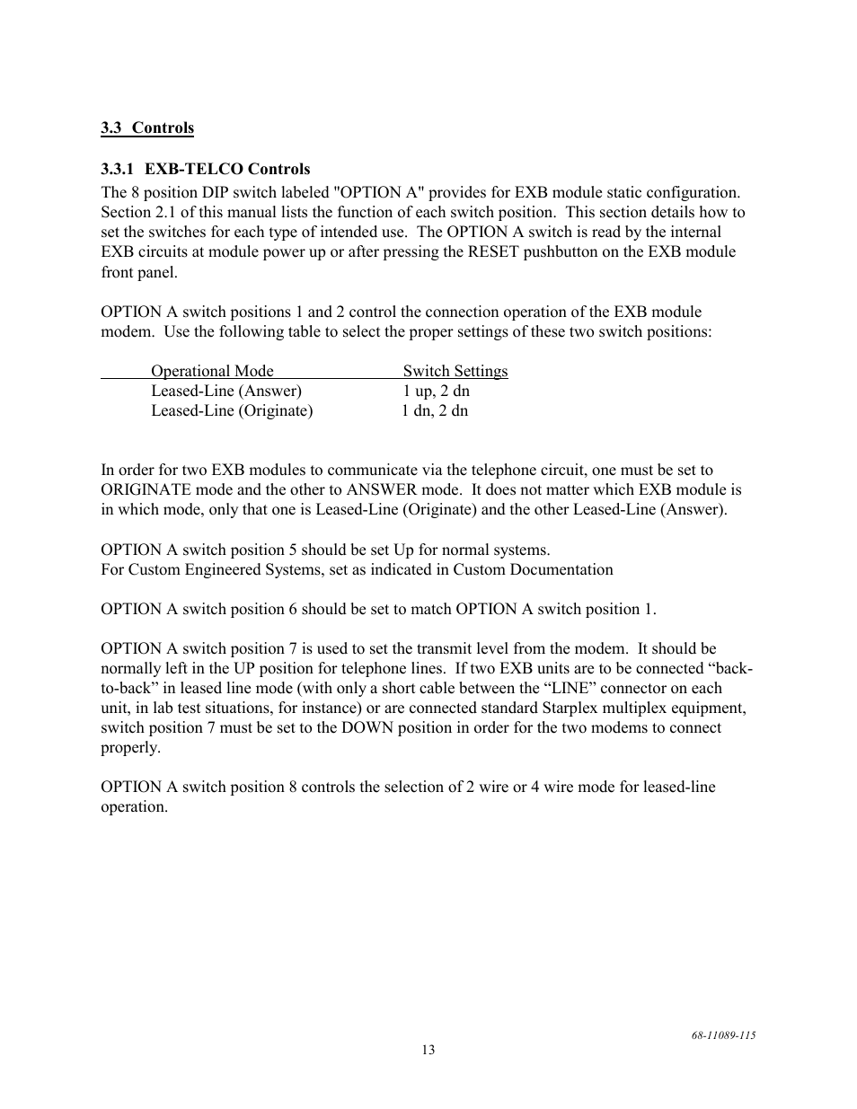 Controls, Exb-telco controls | CTI Products EXB-232 Asynchronous Serial System Extender User Manual | Page 17 / 31