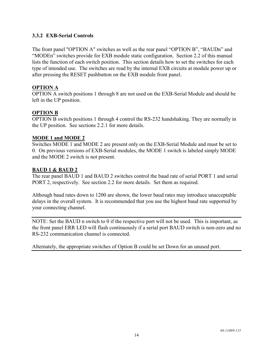 Exb-serial controls | CTI Products EXB-232 Asynchronous Serial System Extender User Manual | Page 18 / 31