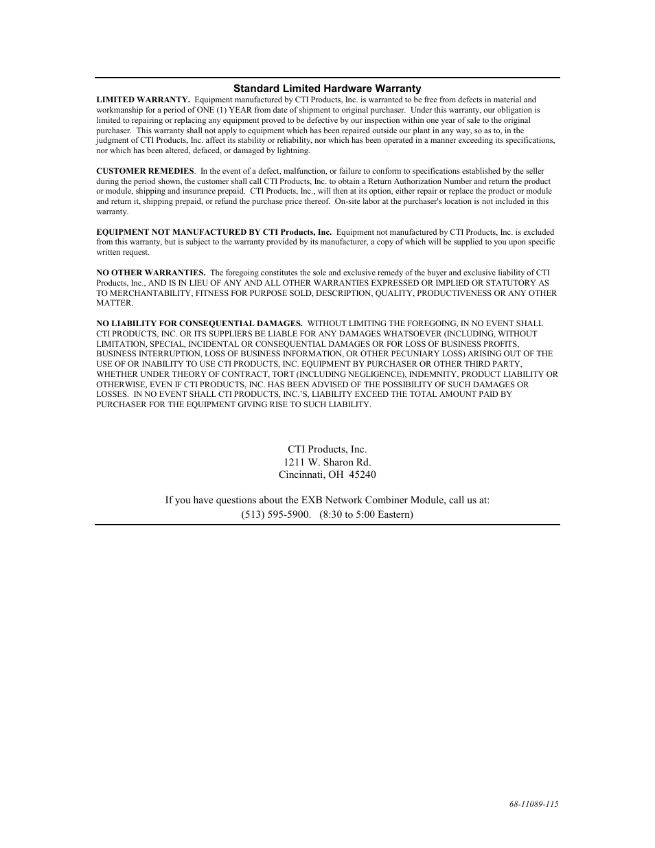 CTI Products EXB-232 Asynchronous Serial System Extender User Manual | Page 2 / 31