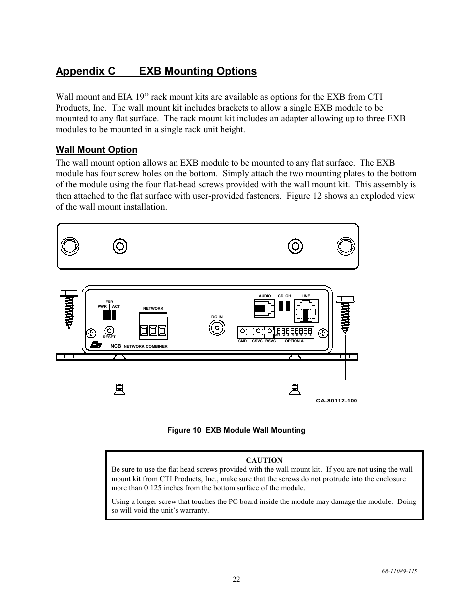 Appendix c exb mounting options | CTI Products EXB-232 Asynchronous Serial System Extender User Manual | Page 26 / 31