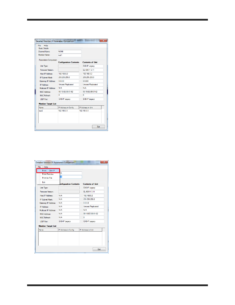 Printing information from the exb config software | CTI Products EXB-IP Ethernet System Extender User Manual | Page 30 / 63