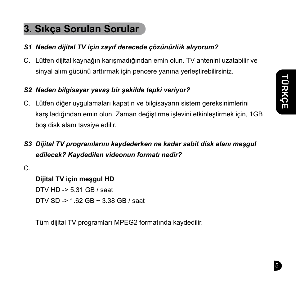 Sıkça sorulan sorular | GIGABYTE GT-U7200 User Manual | Page 29 / 49