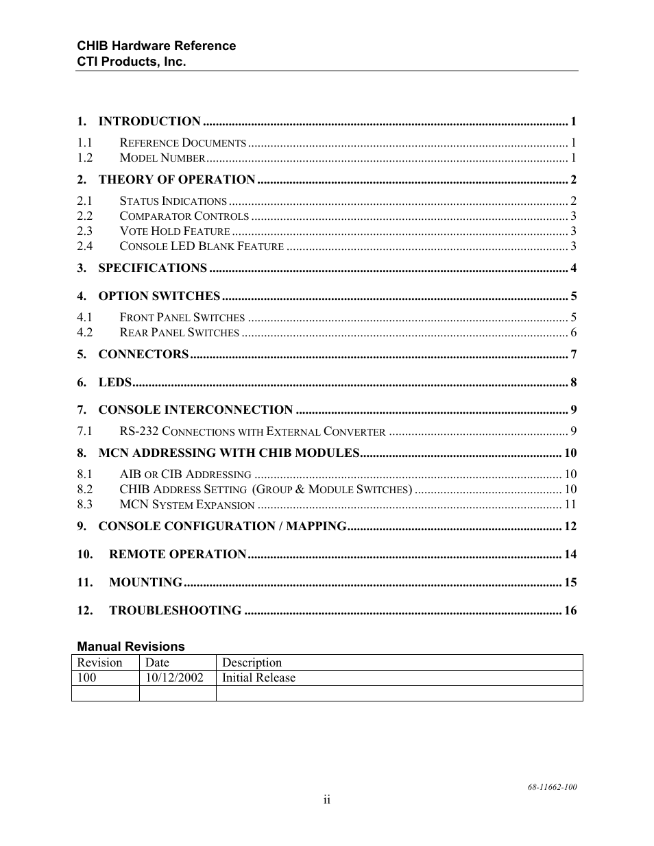 CTI Products CHIB CommandSTAR Lite Host Interface Module User Manual | Page 4 / 22