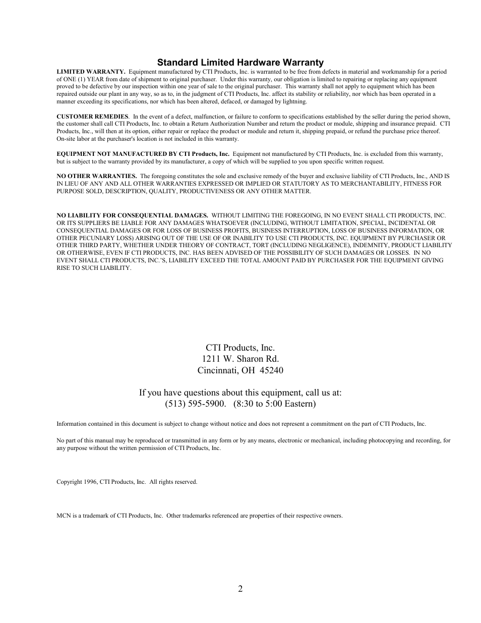 CTI Products RYB-8 Relay Board User Manual | Page 2 / 17