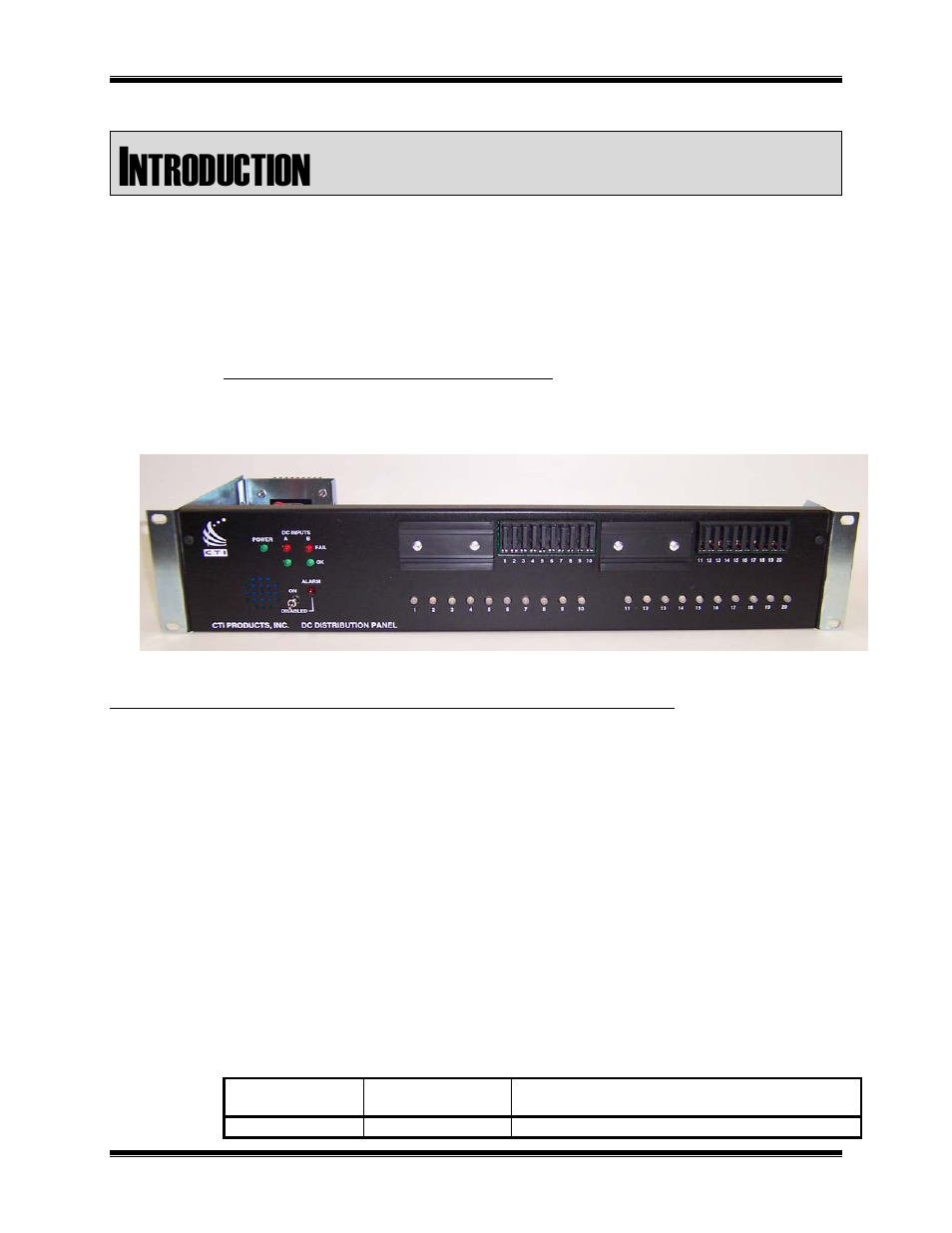 Introduction, Circuit description, Fuses | Ntroduction | CTI Products DC Distribution Panel User Manual | Page 4 / 9
