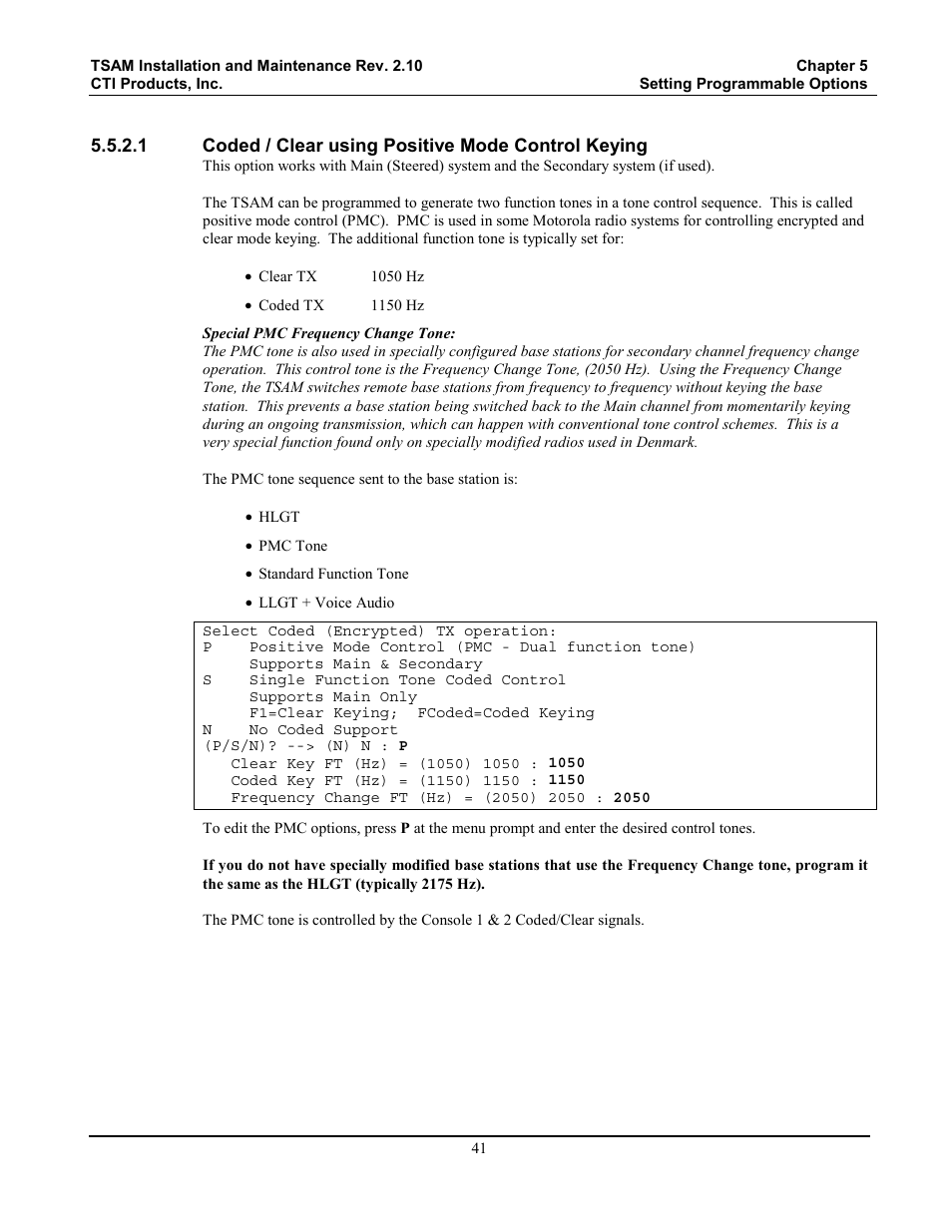 Coded / clear using positive mode control keying | CTI Products TSAM Transmitter Steering & Audio Matrix User Manual | Page 49 / 97