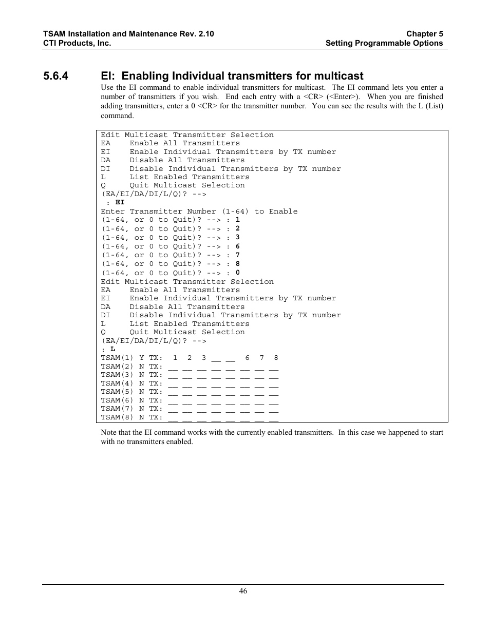 Ei: enabling individual transmitters for multicast | CTI Products TSAM Transmitter Steering & Audio Matrix User Manual | Page 54 / 97