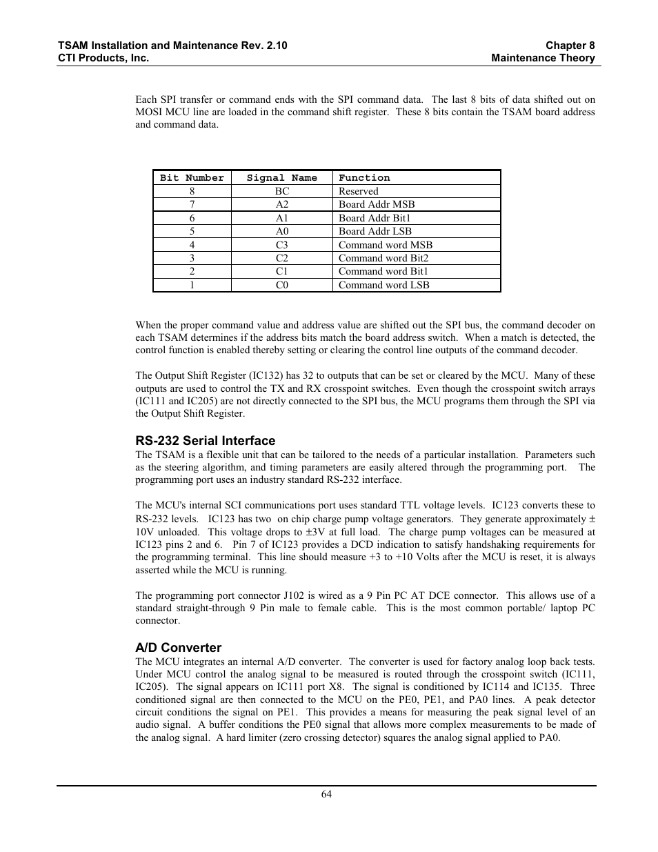 CTI Products TSAM Transmitter Steering & Audio Matrix User Manual | Page 72 / 97