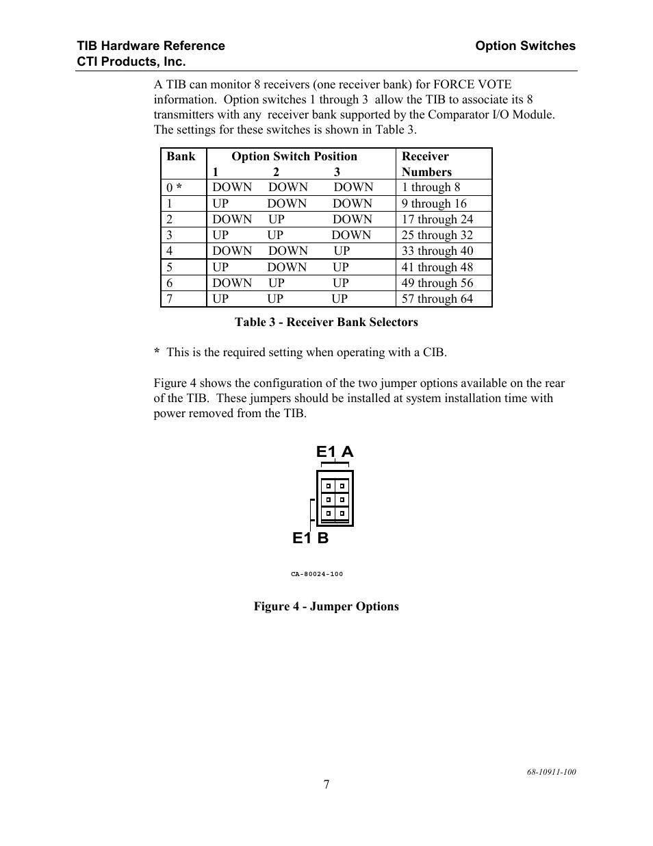 Or 1 (see table 3), Or 2 (see table 3), Or 3 (see table 3) | E1 a e1 b | CTI Products TIB TSAM Interface User Manual | Page 12 / 24