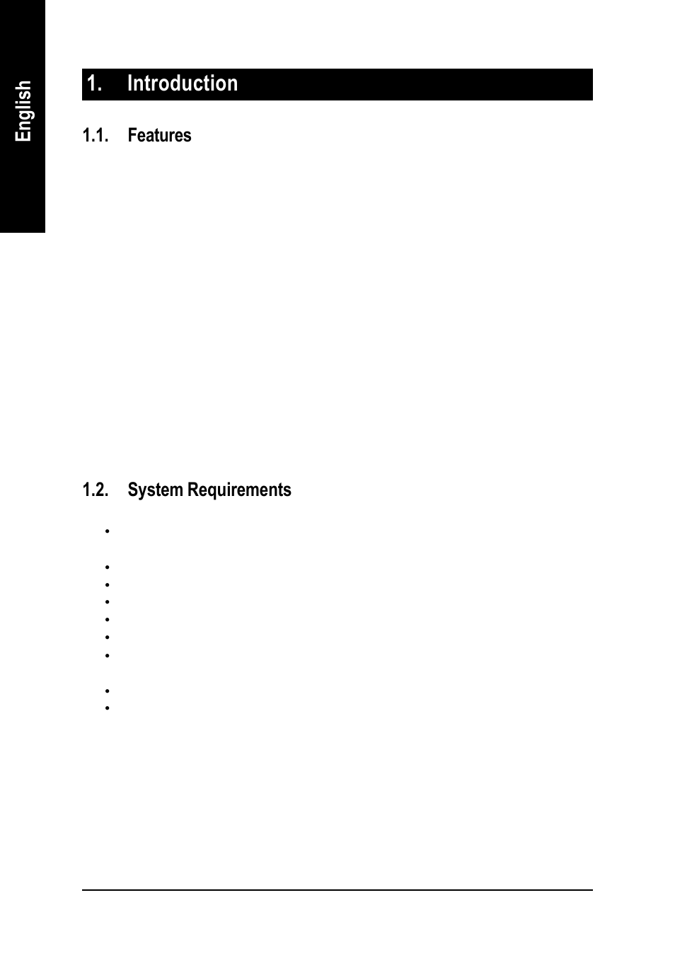 Introduction, English, Features | System requirements | GIGABYTE GT-P8000 User Manual | Page 2 / 37