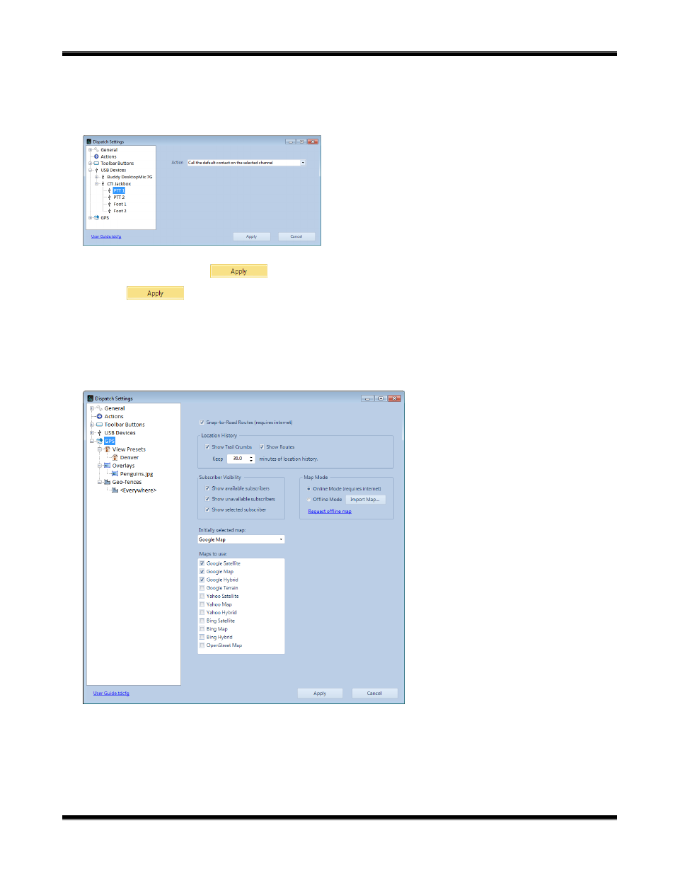 Usb devices folder, Gps folder, Snap-to-road routes | Show trail crumbs, Show routes | CTI Products TurboVUi Dispatch Client Software User Manual | Page 25 / 48