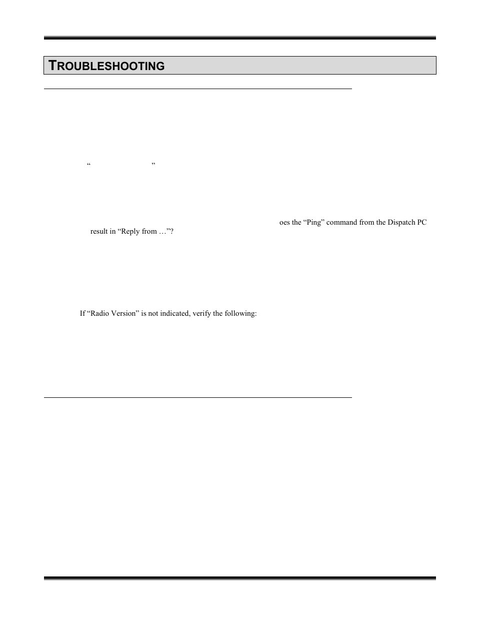 Troubleshooting, Connections to ip gateways, Possible cause | Corrective actions, Audio, Corrective action, Onnections to, Ateways, Udio, Roubleshooting | CTI Products TurboVUi Dispatch Client Software User Manual | Page 40 / 48