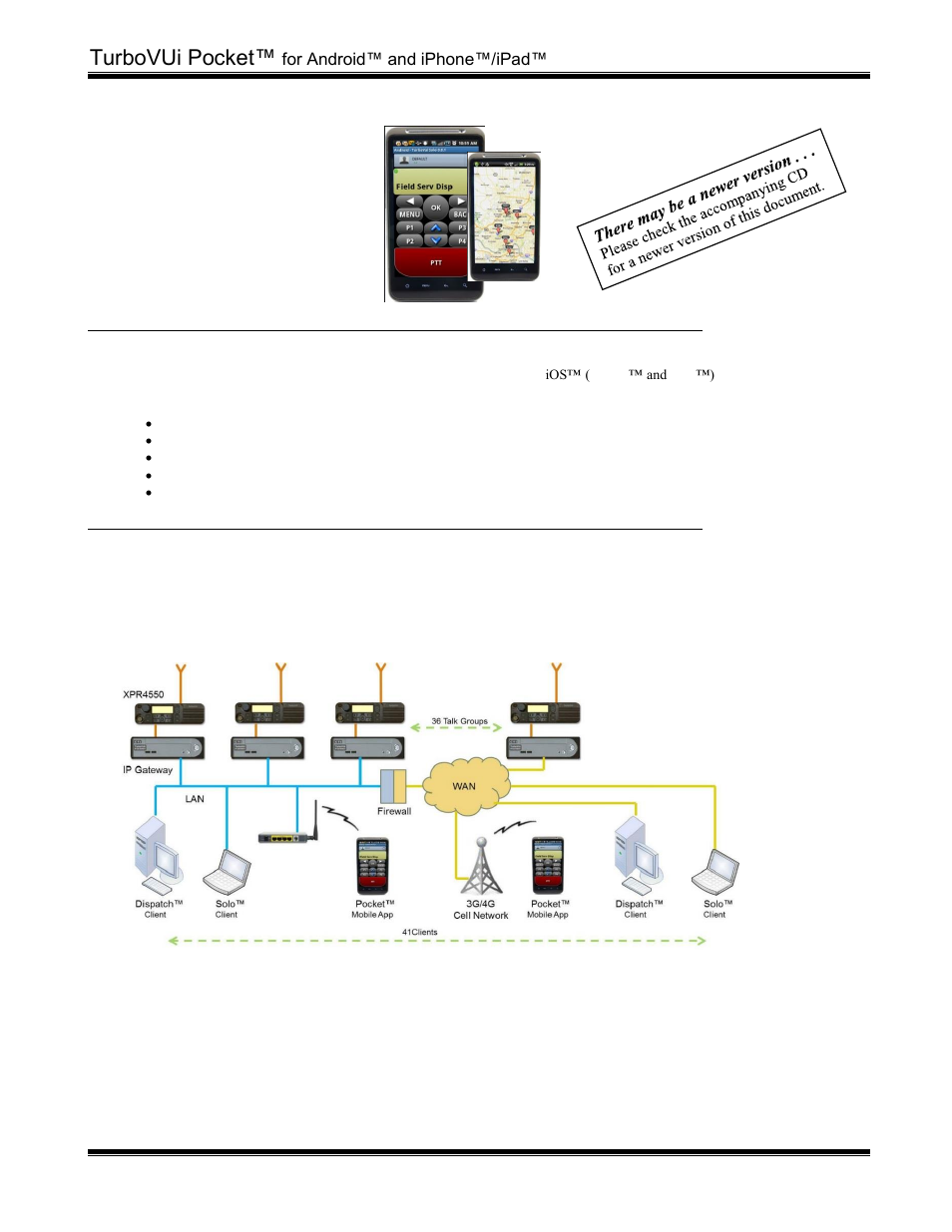 CTI Products TurboVUi Pocket and PTT Mobile Apps User Manual | 4 pages