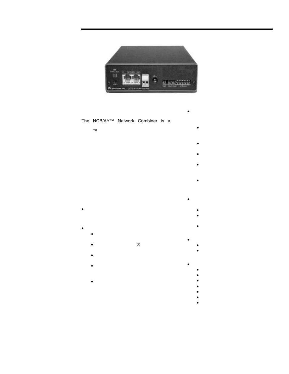 CTI Products NCB/AY with Serial Interface User Manual | 2 pages