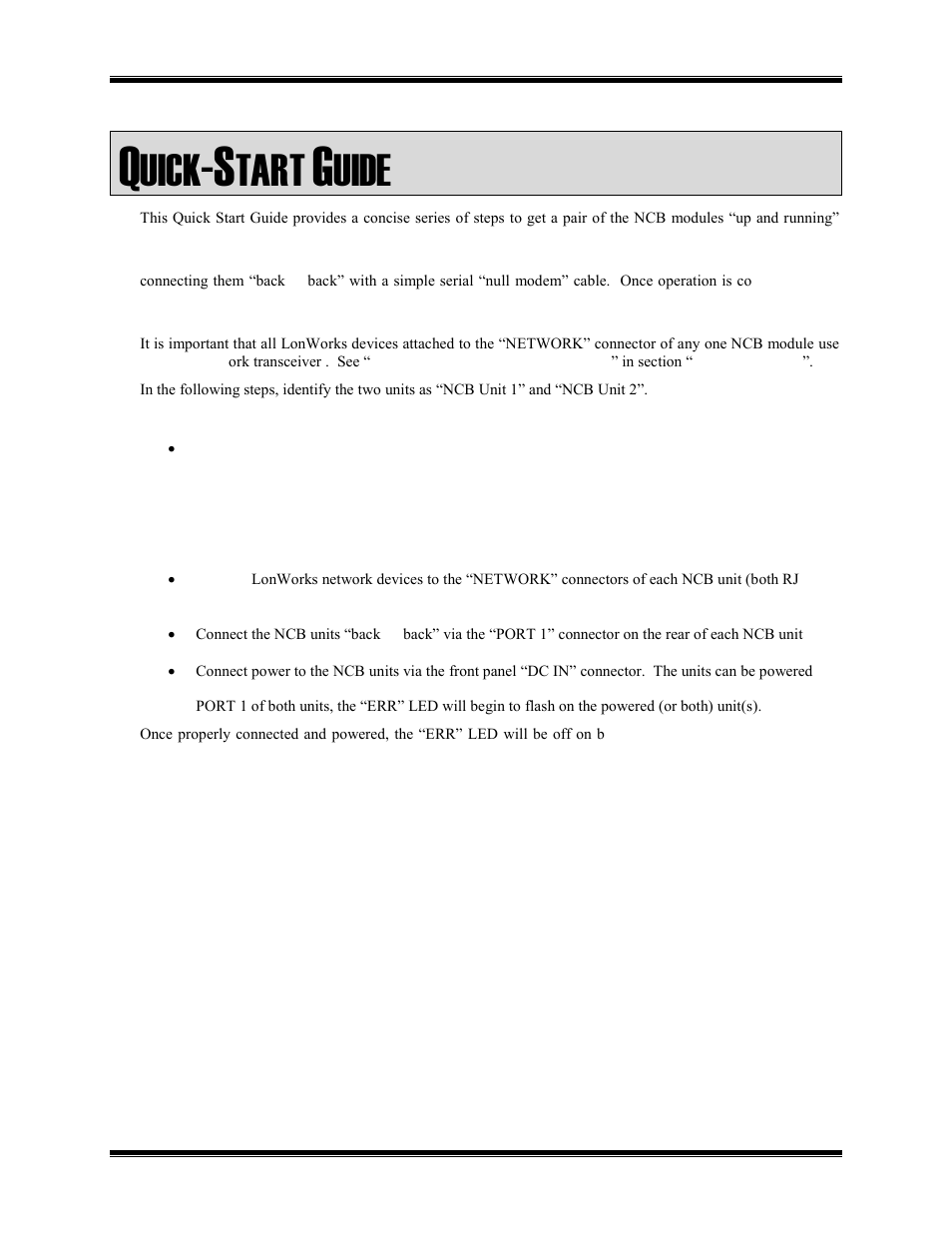Uick, Tart, Uide | CTI Products NCB/AY with Serial Interface User Manual | Page 7 / 54