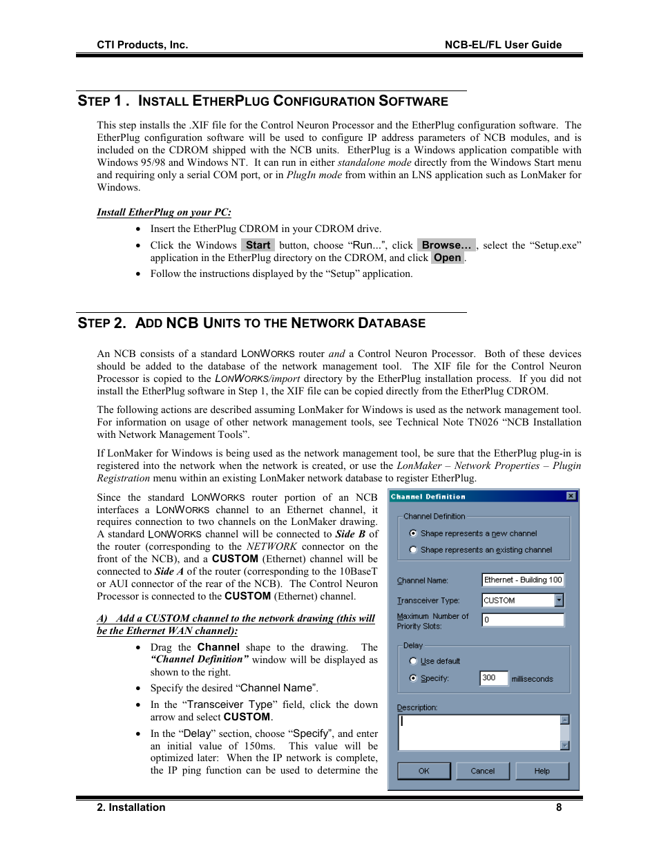 Step 1 . install etherplug configuration software, Install etherplug on your pc, Step 2. add ncb units to the network database | Ncb u | CTI Products NCB/FL with Fiber Interface User Manual | Page 11 / 40