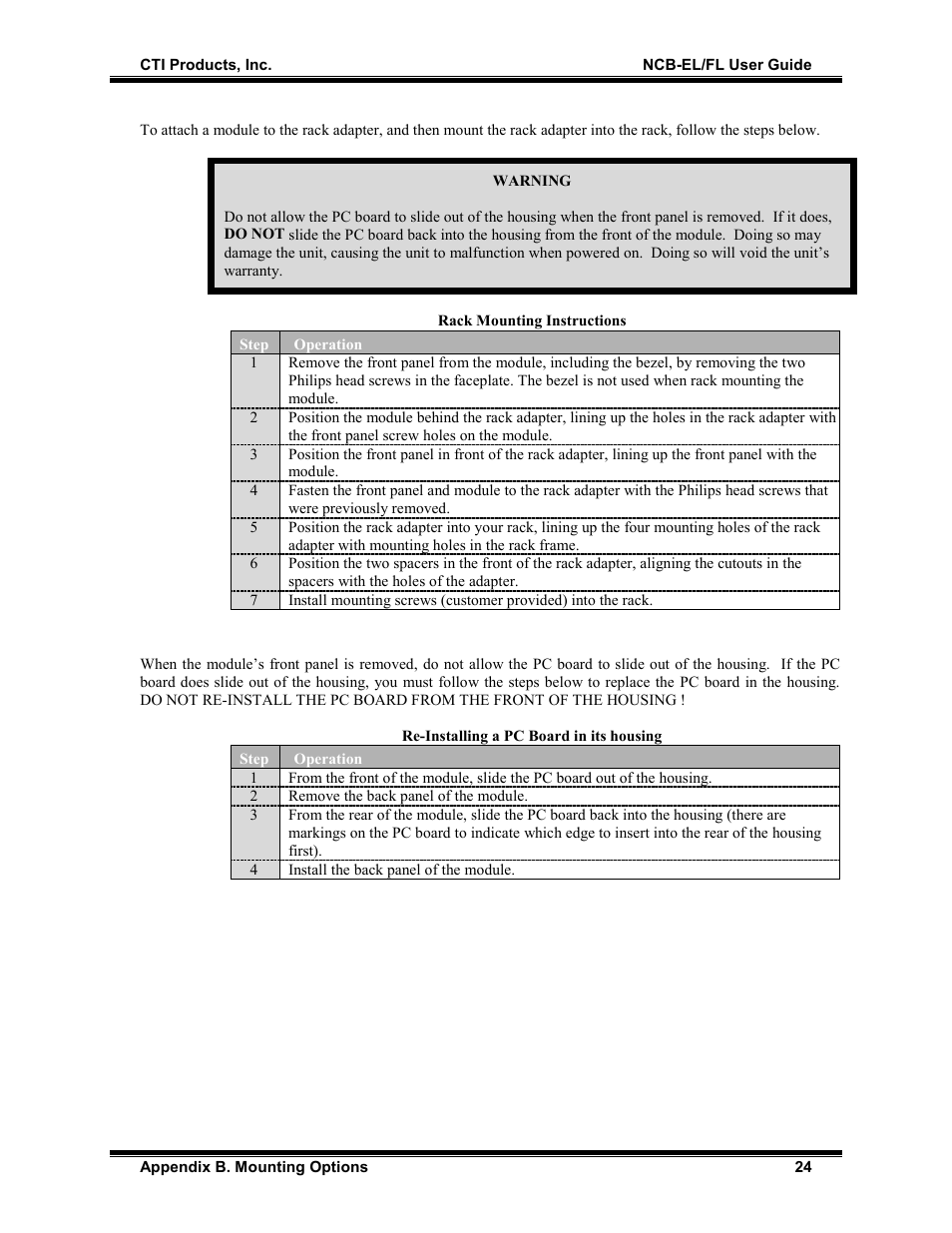 CTI Products NCB/FL with Fiber Interface User Manual | Page 27 / 40