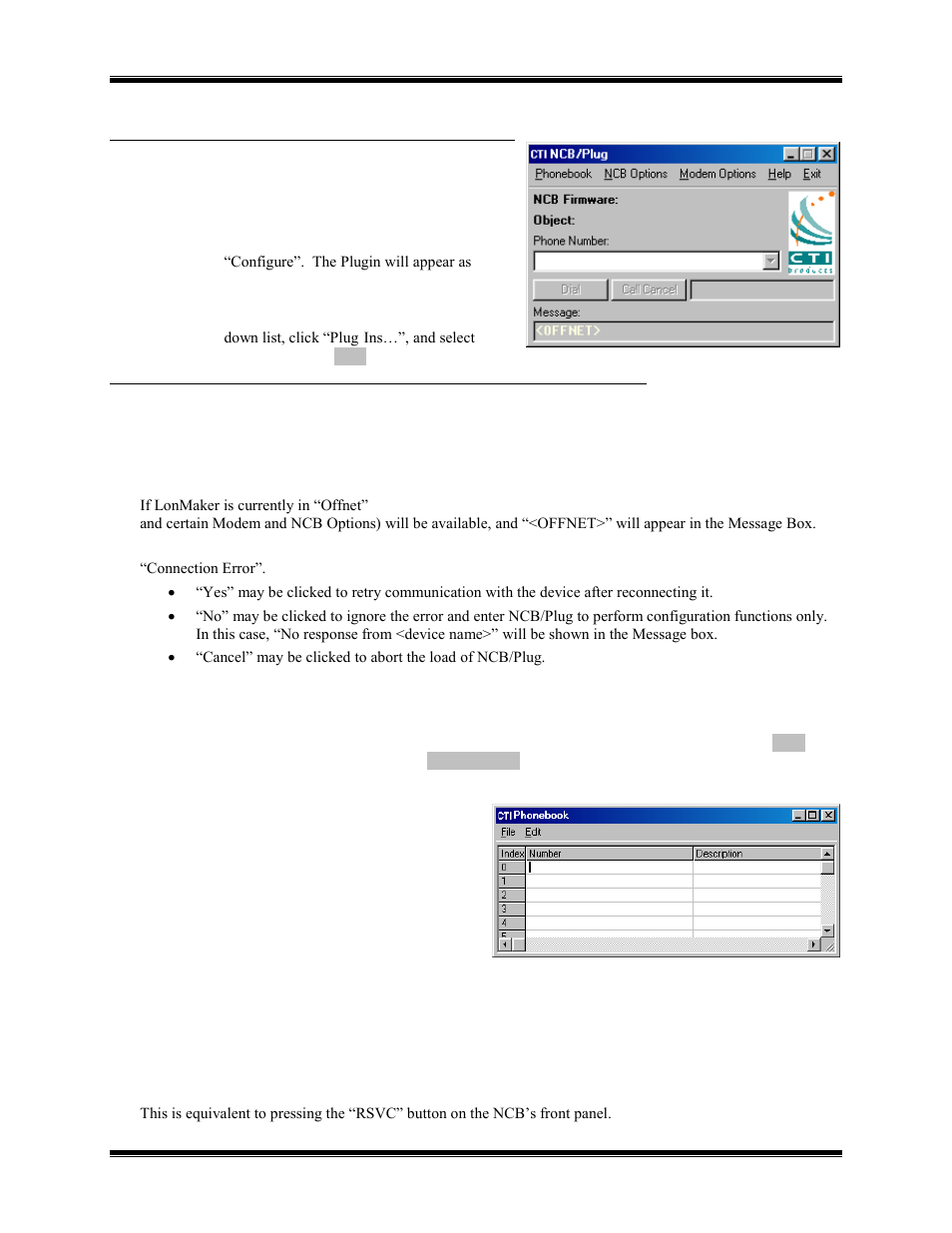 Ncb/plug | CTI Products NCB/EM with External PSTN Modem User Manual | Page 37 / 63
