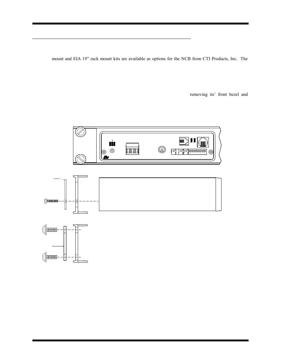 E appendix b, Rack mount option, Ppendix | Ounting, Ptions, Figure 9 ncb module rack mounting | CTI Products NCB/EM with External PSTN Modem User Manual | Page 42 / 63