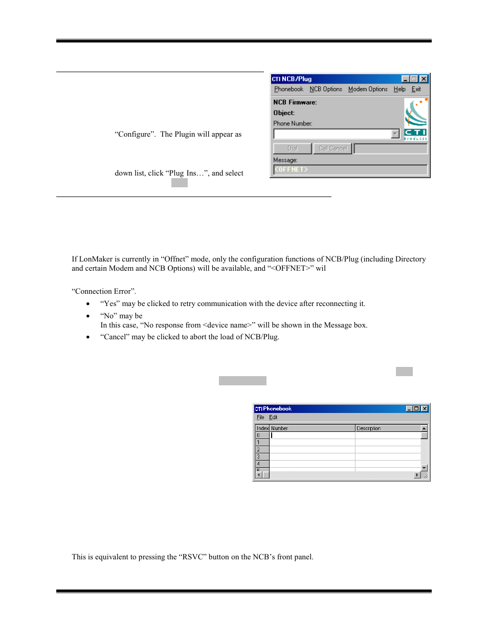 Ncb/plug | CTI Products NCB/IM with Internal PSTN Modem User Manual | Page 34 / 56