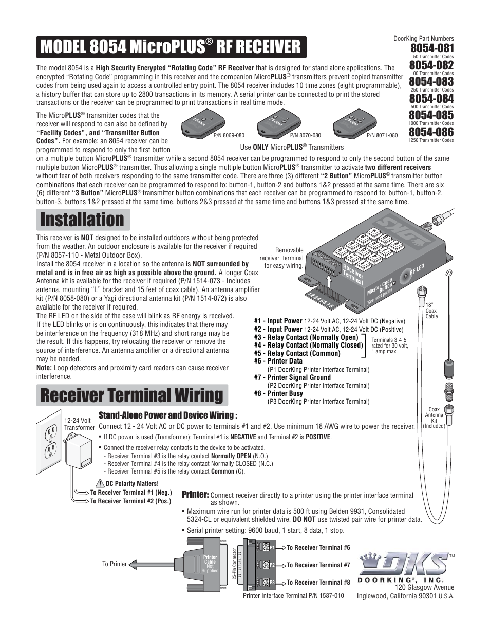 Controlled Products Systems Group 8054-081 User Manual | 4 pages