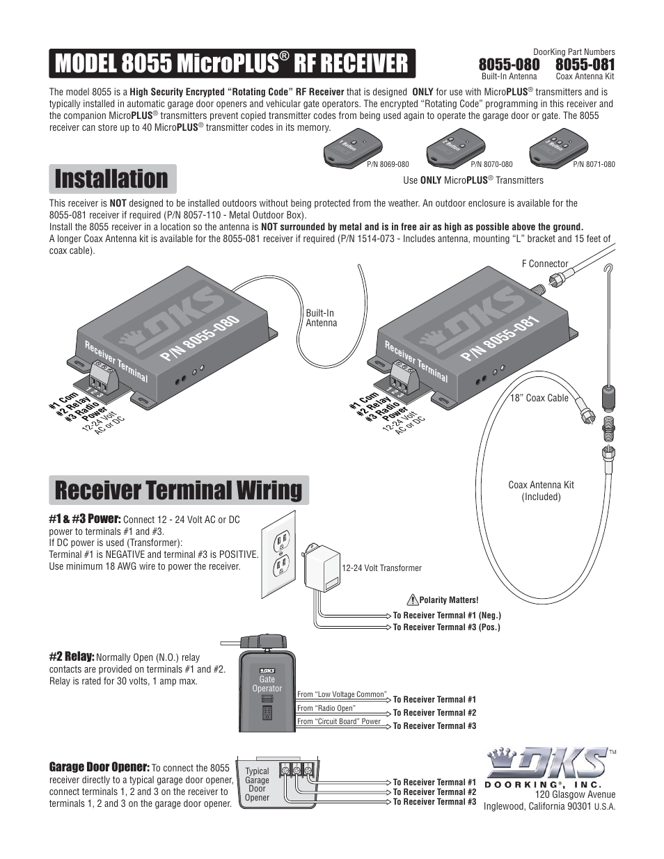 Controlled Products Systems Group 8055-081 User Manual | 2 pages
