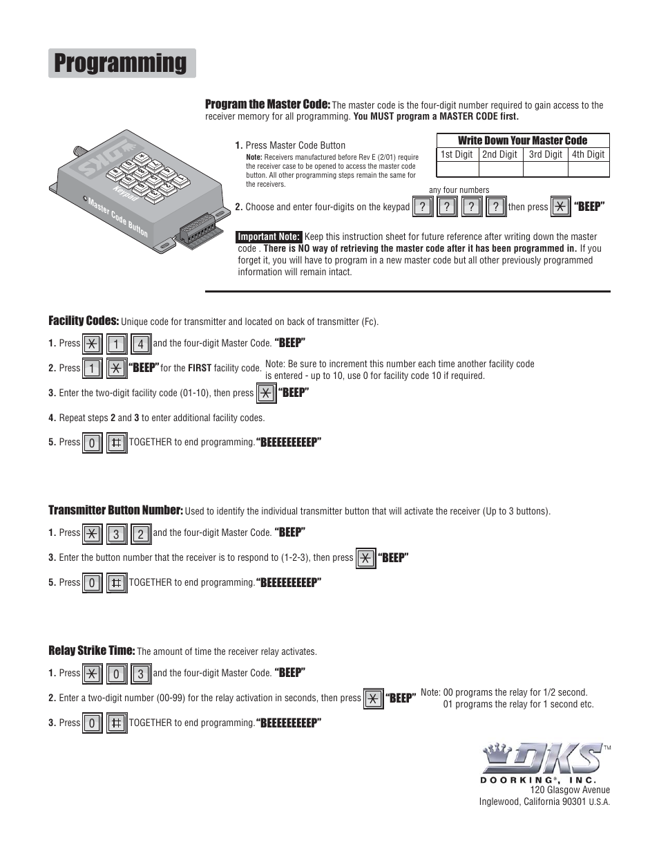 Programming | Controlled Products Systems Group 8057-081 User Manual | Page 2 / 3