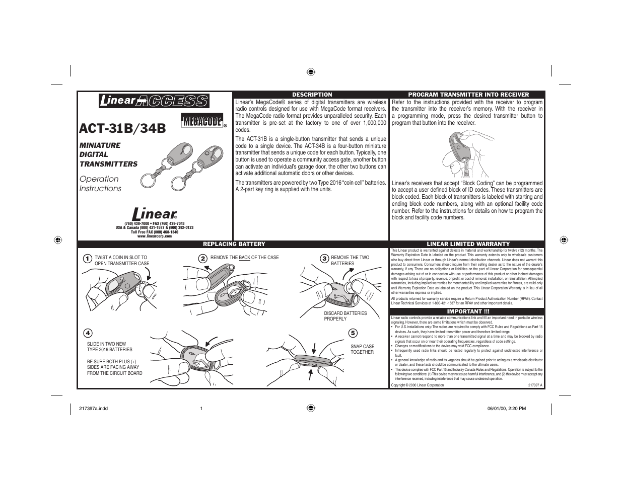 Controlled Products Systems Group ACT-31B User Manual | 1 page