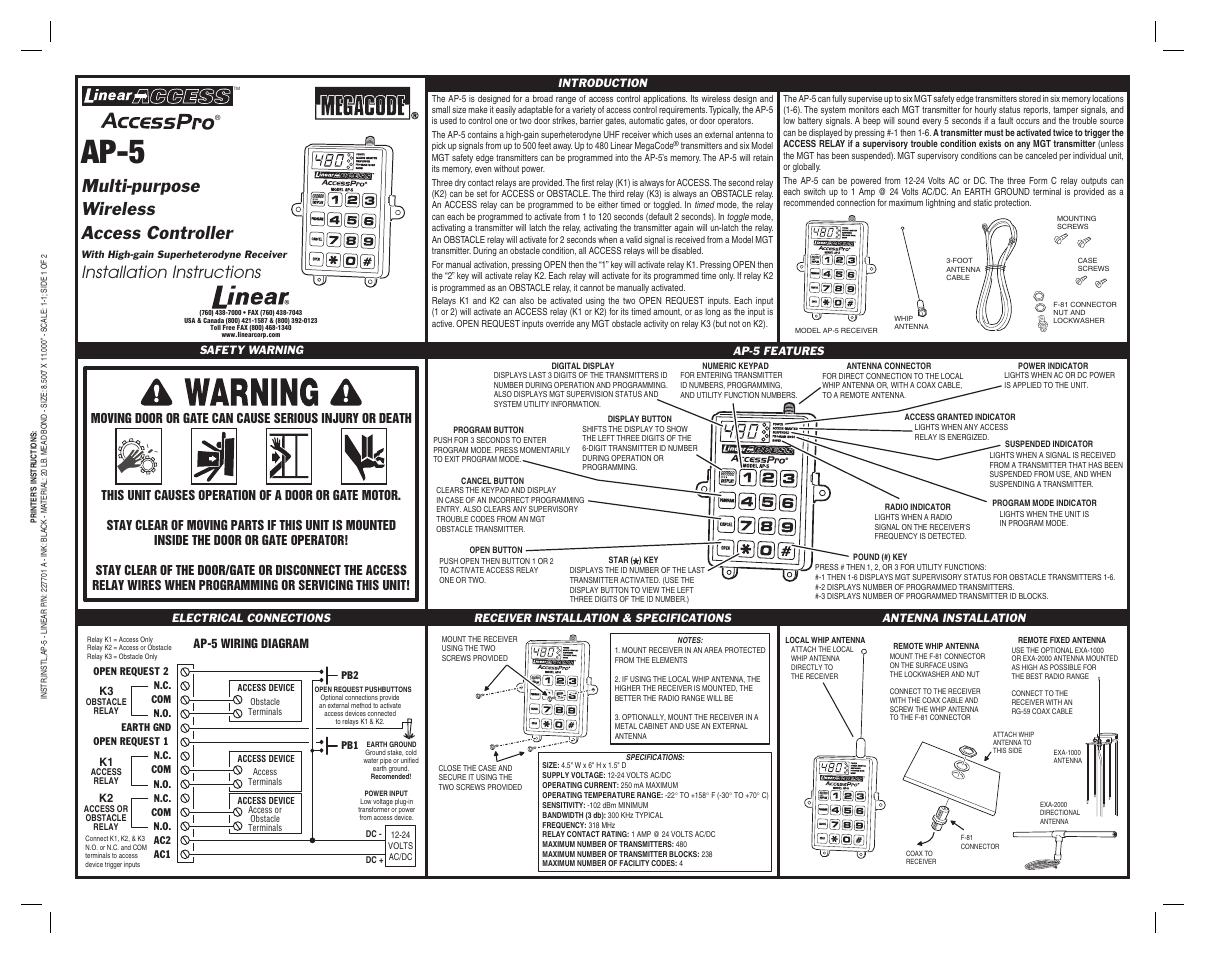 Controlled Products Systems Group AP-5 User Manual | 2 pages